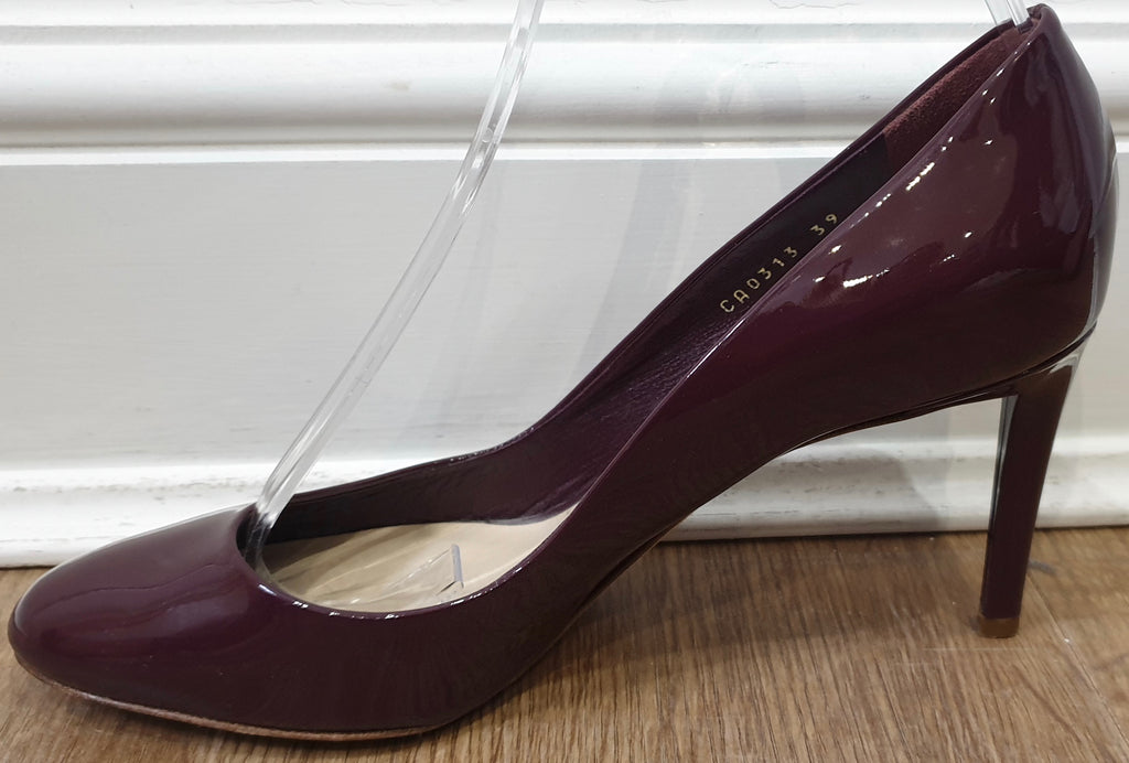 CHRISTIAN DIOR Burgundy Leather Patent Stiletto Heel Court Shoes Pumps 39 UK6