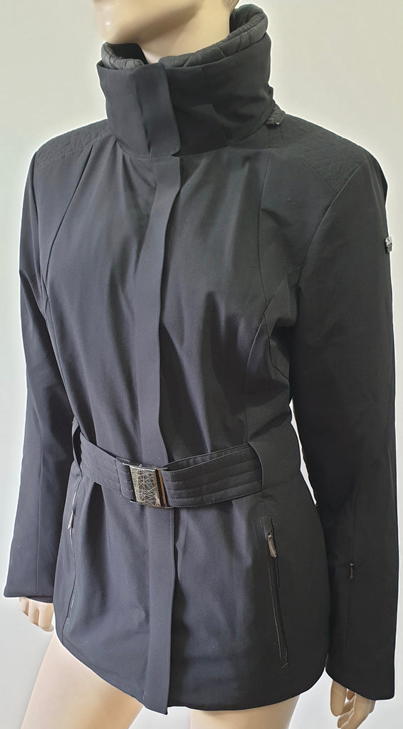 SPYDER Black Funnel Neck Belted Padded Winter Outdoor Lined Jacket US10 UK12