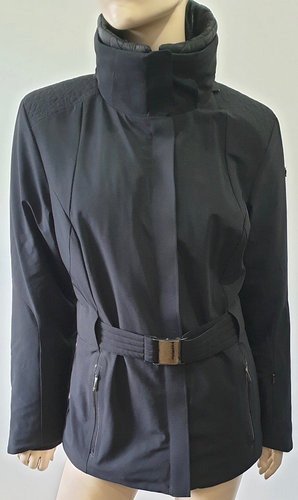 SPYDER Black Funnel Neck Belted Padded Winter Outdoor Lined Jacket US10 UK12