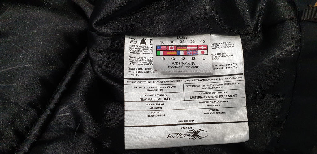 SPYDER Black Funnel Neck Belted Padded Winter Outdoor Lined Jacket US10 UK12