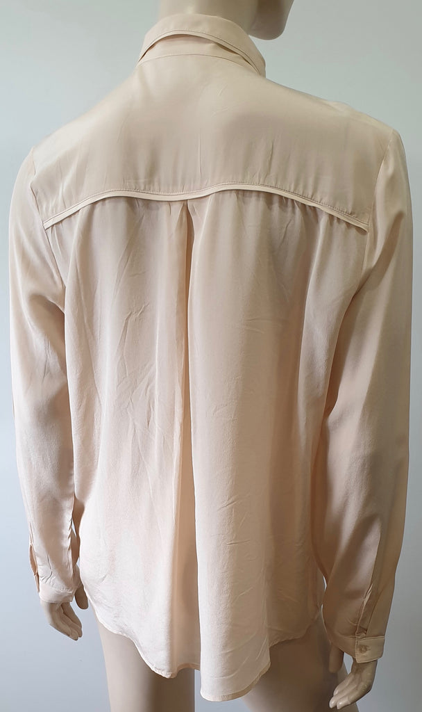 CUSTOMMADE Pale Peach Pink Silk Collared Long Sleeve Blouse Shirt Top 38; UK10