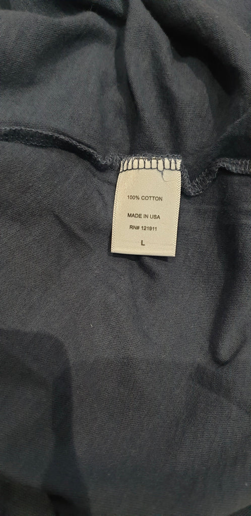 LNA Blue Cotton Cut Out V Neckline Short Length Sleeve T-Shirt Tee Top L