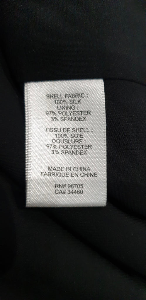 REBECCA TAYLOR Black Silk Elasticated Neck Short Sleeve Lined Blouse Top UK12