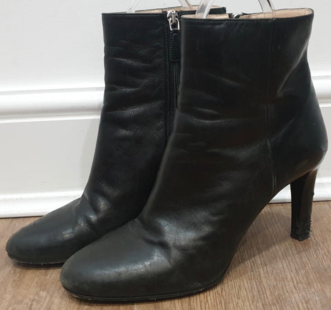 CESARE PACIOTTI Black Suede Zipper Platform High Block Heel Ankle Boots EU37 UK4