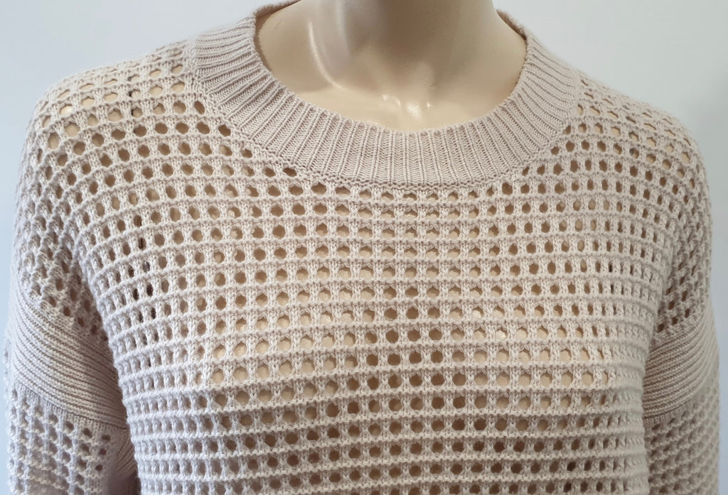 AGNONA Cream Cashmere Round Neck Long Sleeve Loose Knit Jumper Sweater Top