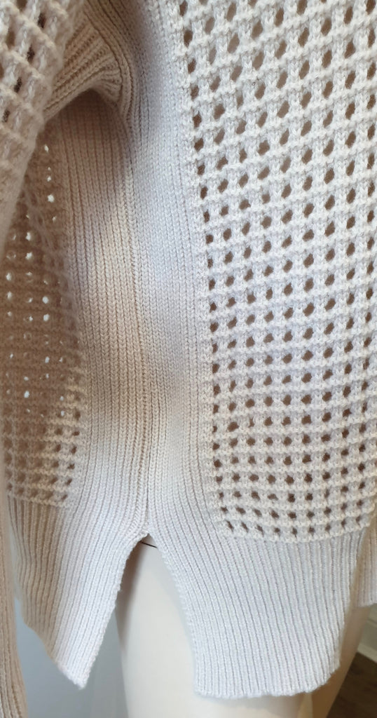 AGNONA Cream Cashmere Round Neck Long Sleeve Loose Knit Jumper Sweater Top