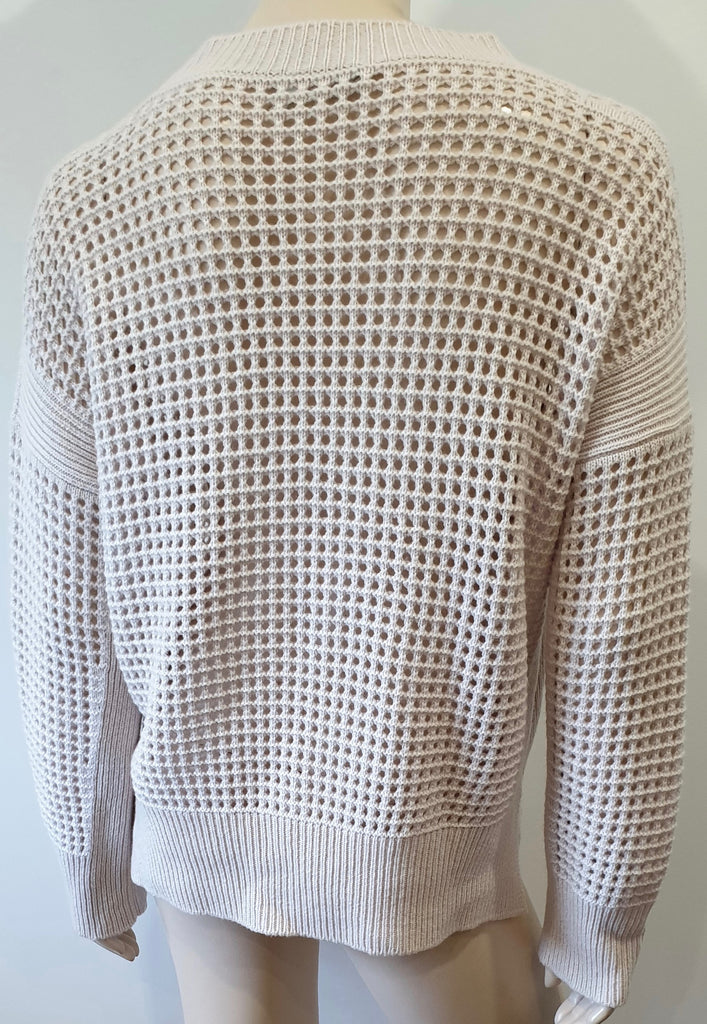 AGNONA Cream Cashmere Round Neck Long Sleeve Loose Knit Jumper Sweater Top