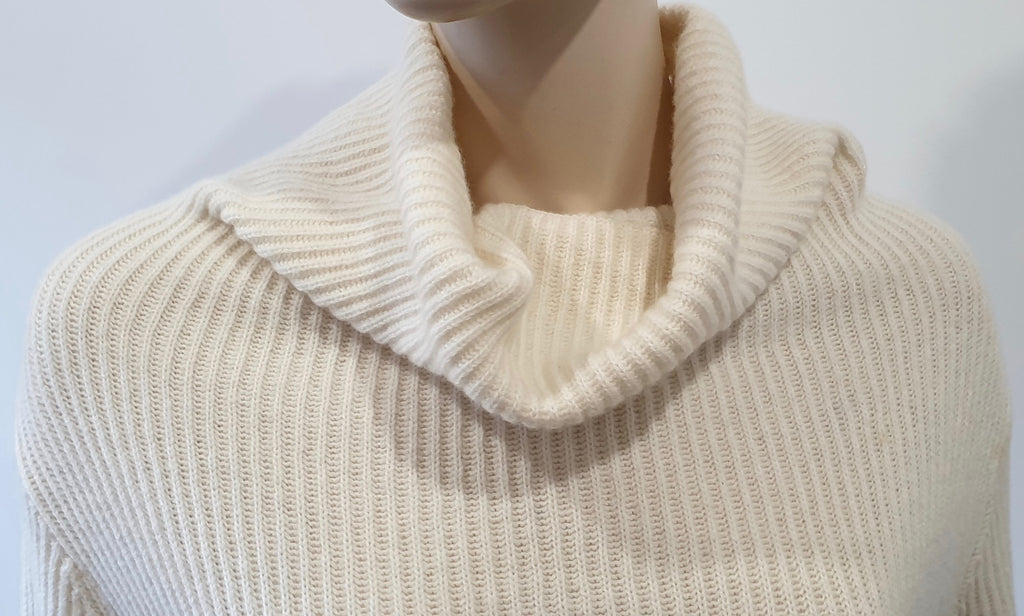 VINCE Cream Cashmere High Roll Neck Long Sleeve Knitwear Jumper Sweater Top L