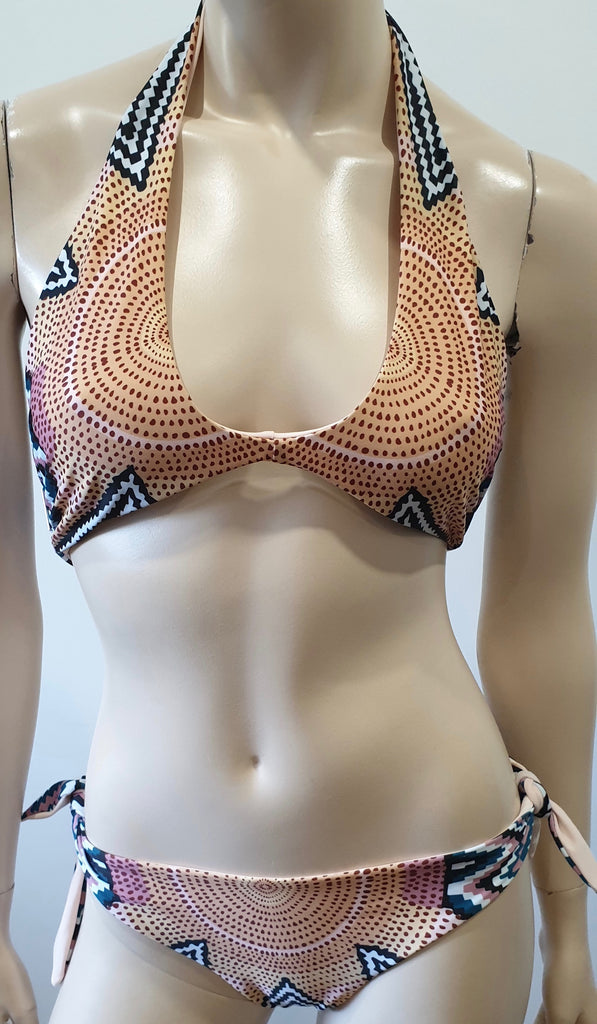 MARA HOFFMAN Multi Colour Printed 2PC Swimwear Halter Neck Bikini Top & Briefs