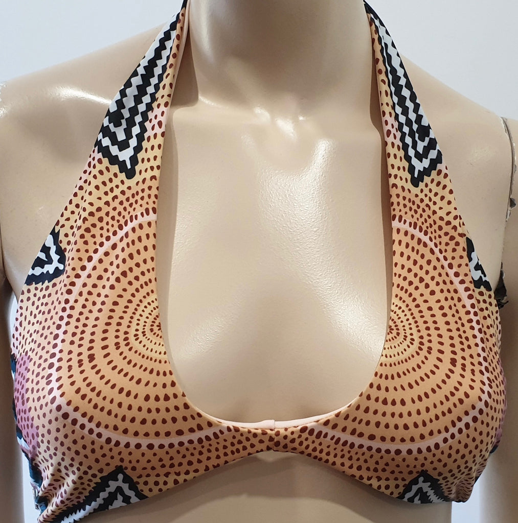 MARA HOFFMAN Multi Colour Printed 2PC Swimwear Halter Neck Bikini Top & Briefs