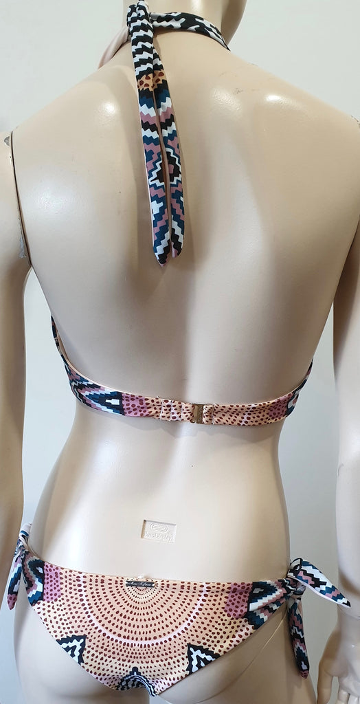 MARA HOFFMAN Multi Colour Printed 2PC Swimwear Halter Neck Bikini Top & Briefs