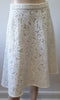 CAROLINA HERRERA White & Cream Cut Out Lined A-Line Flared Skirt 6 UK10