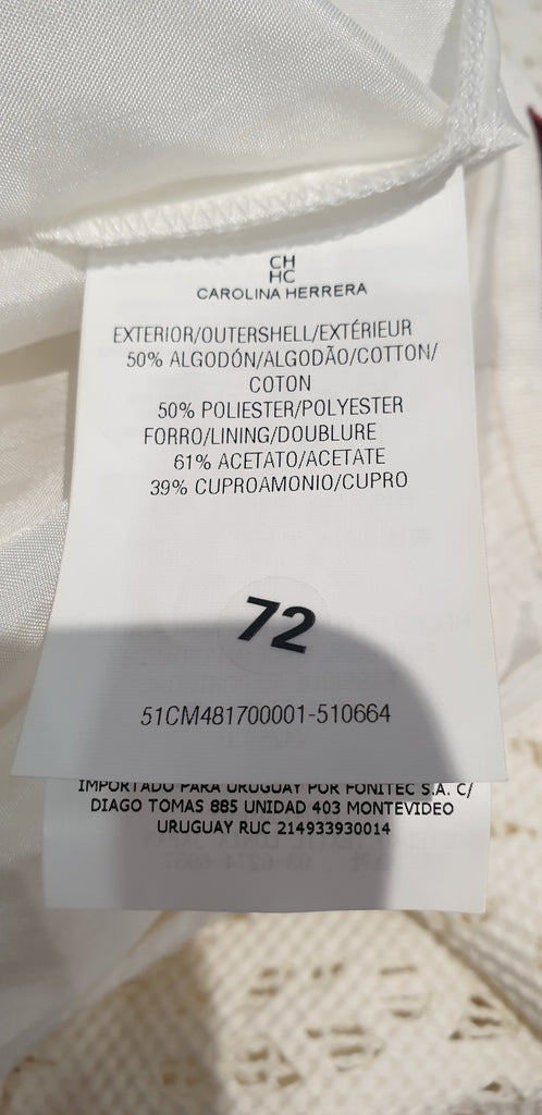 CAROLINA HERRERA White & Cream Cut Out Lined A-Line Flared Skirt 6 UK10