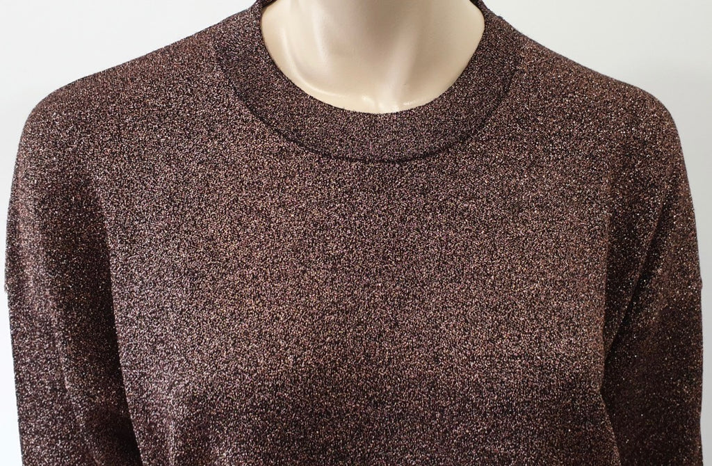 ISABEL MARANT Copper Metallic Fine Knit Long Sleeve Jumper Sweater Top 40 UK12