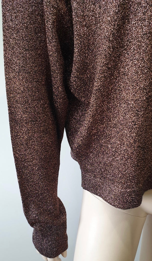 ISABEL MARANT Copper Metallic Fine Knit Long Sleeve Jumper Sweater Top 40 UK12