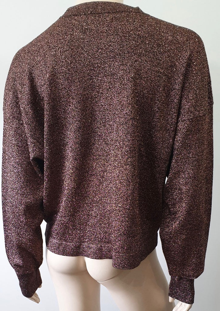 ISABEL MARANT Copper Metallic Fine Knit Long Sleeve Jumper Sweater Top 40 UK12