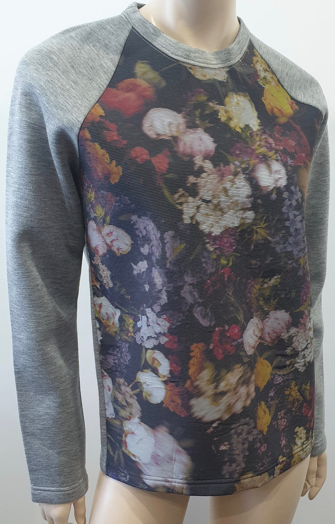 MARKUS LUPFER Grey & Multi Colour Woodland Floral Sweater Sweatshirt Top M/L