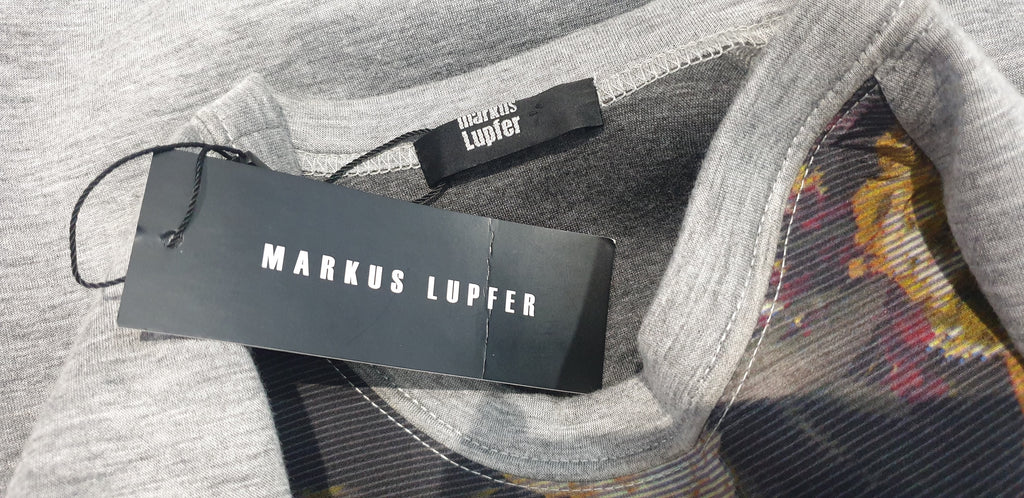 MARKUS LUPFER Grey & Multi Colour Woodland Floral Sweater Sweatshirt Top M/L