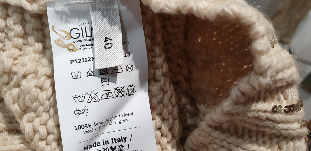 ICEBERG Cream Wool Chunky Cable Knit Sequin Long Sleeve Sweater Jumper EU40/S