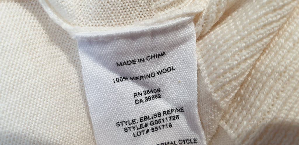 THEORY Cream Merino Wool Fine Knit Scoop Neck Long Sleeve Jumper Sweater Top P