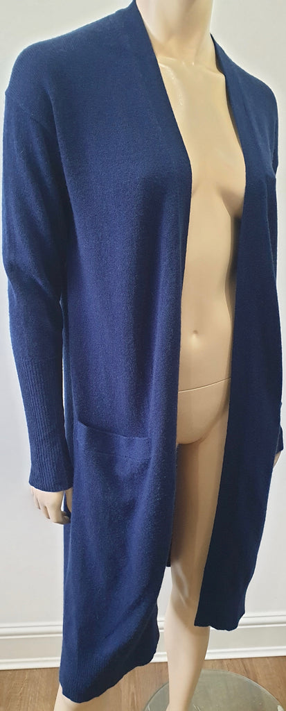 THEORY Blue 100% Cashmere Long Length Open Front Knitwear Cardigan S