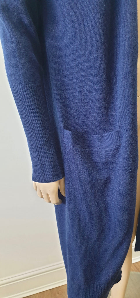 THEORY Blue 100% Cashmere Long Length Open Front Knitwear Cardigan S