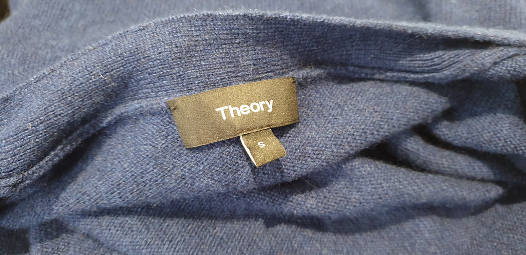 THEORY Blue 100% Cashmere Long Length Open Front Knitwear Cardigan S