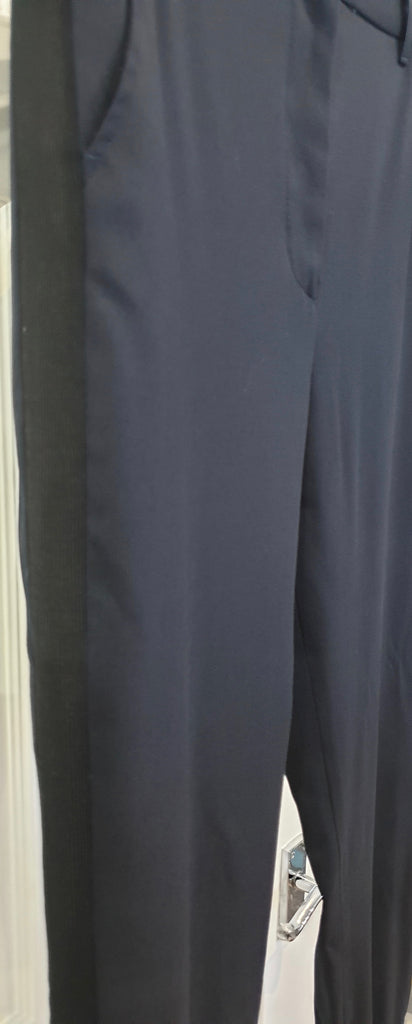 3.1 PHILLIP LIM Navy Blue Wool Stretch Black Cuff Hem Crop Capri Trousers Pants