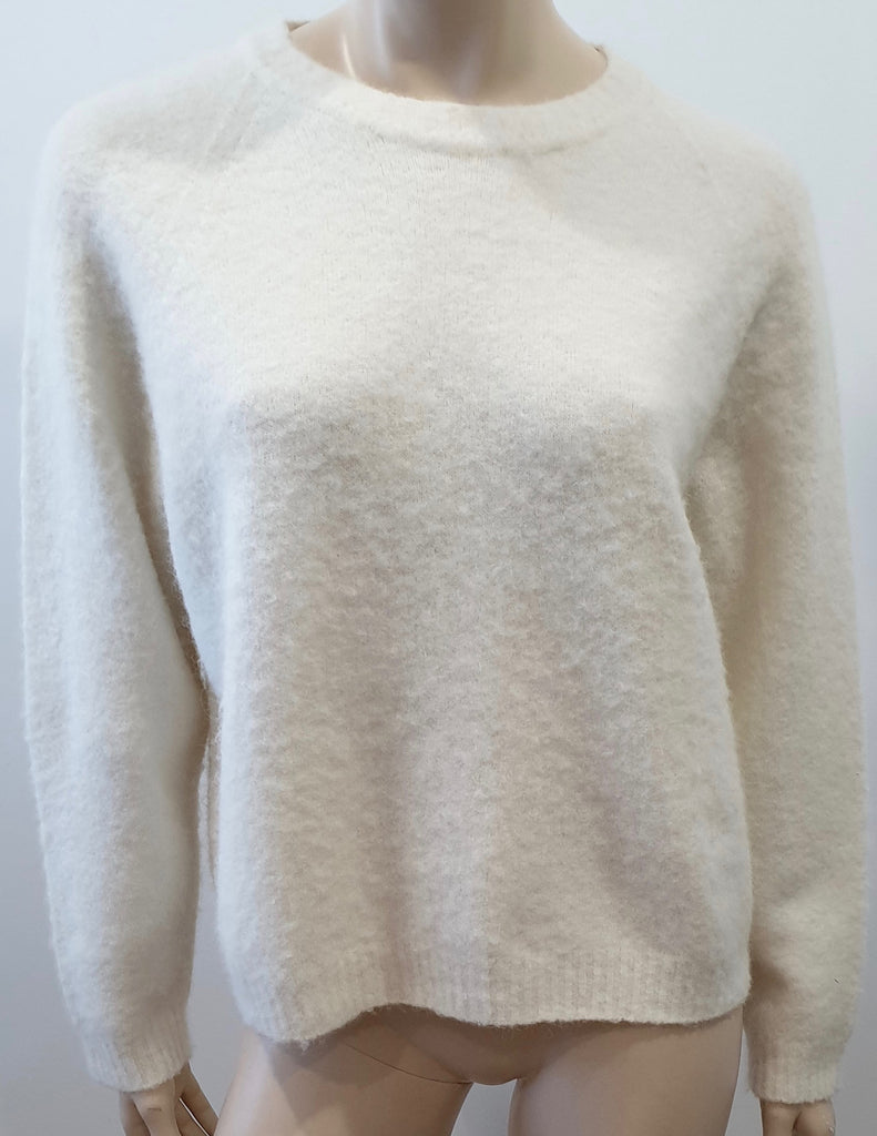 SPORTMAX CODE Cream Round Neck Long Sleeve Fluffy Knit Jumper Sweater Top M