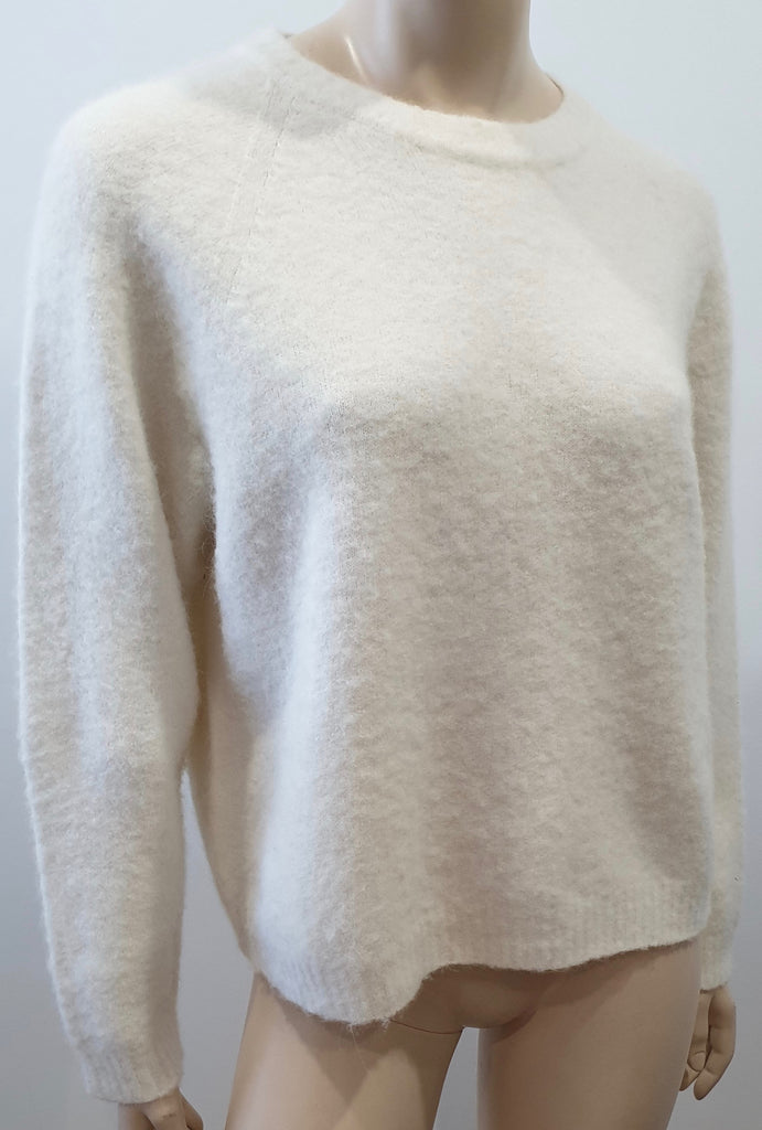 SPORTMAX CODE Cream Round Neck Long Sleeve Fluffy Knit Jumper Sweater Top M