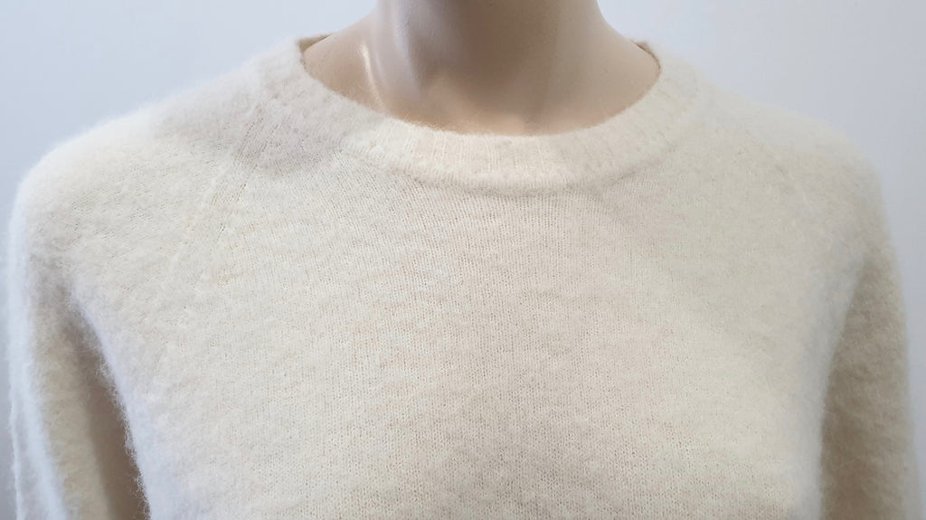 SPORTMAX CODE Cream Round Neck Long Sleeve Fluffy Knit Jumper Sweater Top M