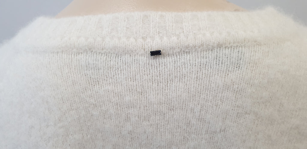 SPORTMAX CODE Cream Round Neck Long Sleeve Fluffy Knit Jumper Sweater Top M