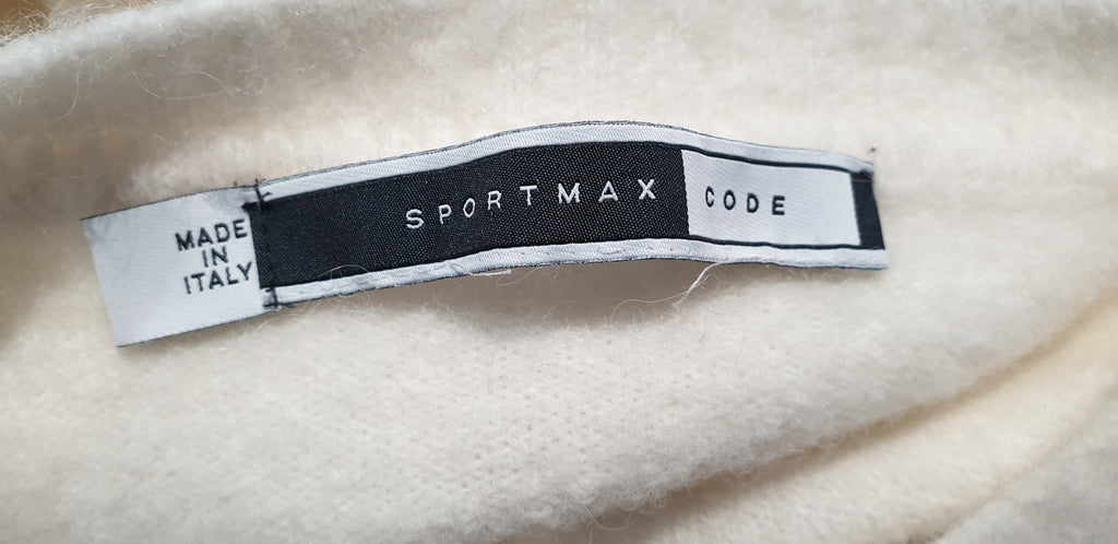 SPORTMAX CODE Cream Round Neck Long Sleeve Fluffy Knit Jumper Sweater Top M