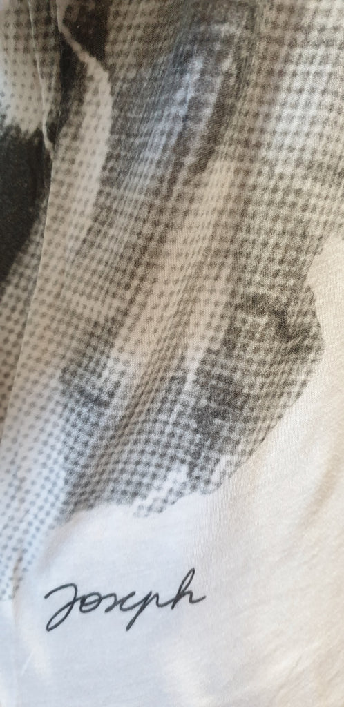 JOSEPH White Grey Cotton Floral Print V Neck Short Sleeve T-Shirt Tee Top L