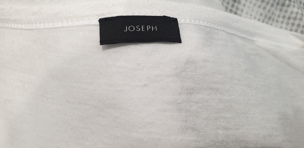 JOSEPH White Grey Cotton Floral Print V Neck Short Sleeve T-Shirt Tee Top L