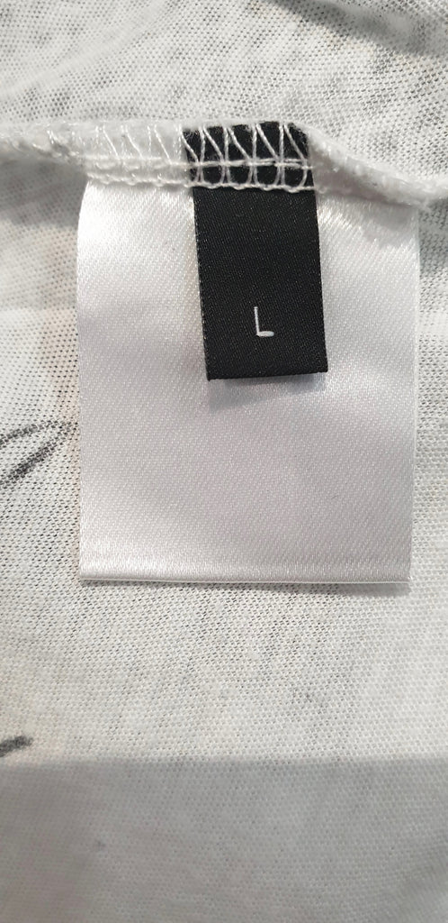 JOSEPH White Grey Cotton Floral Print V Neck Short Sleeve T-Shirt Tee Top L