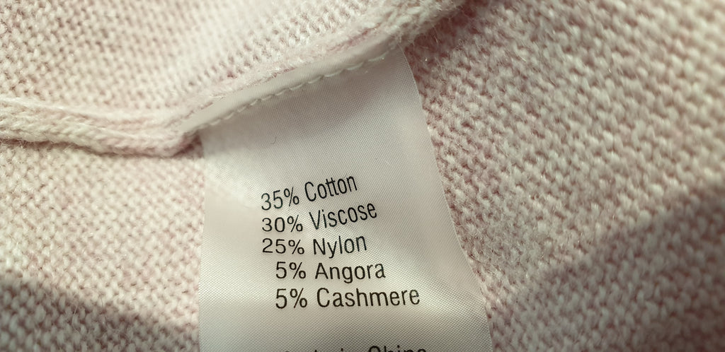 JEFF KNITWEAR Pink Cotton Cashmere Blend Ruffle Trim Jumper Sweater Top UK12