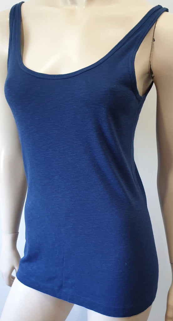 VINCE Blue Scoop Neckline Cotton Modal Sleeveless Vest Tank T-Shirt Tee Top M