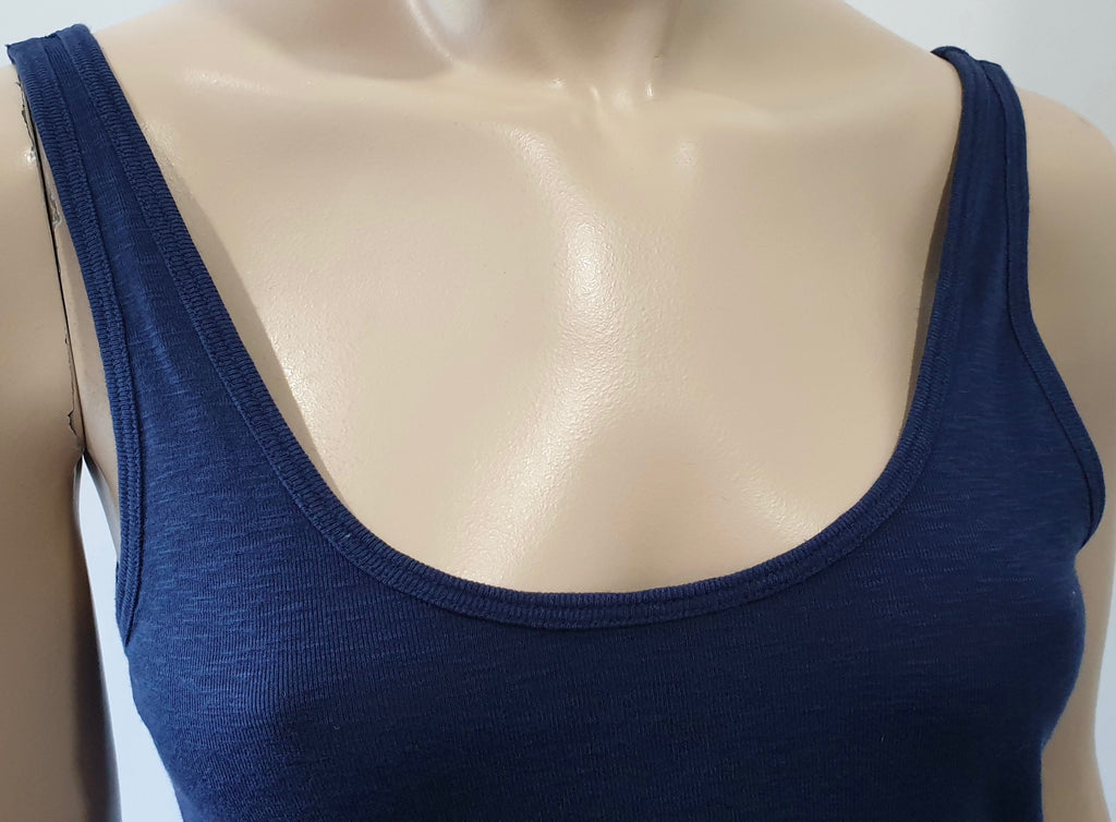 VINCE Blue Scoop Neckline Cotton Modal Sleeveless Vest Tank T-Shirt Tee Top M