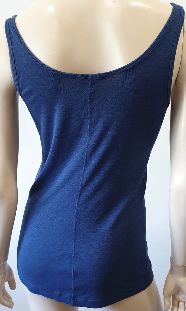 VINCE Blue Scoop Neckline Cotton Modal Sleeveless Vest Tank T-Shirt Tee Top M