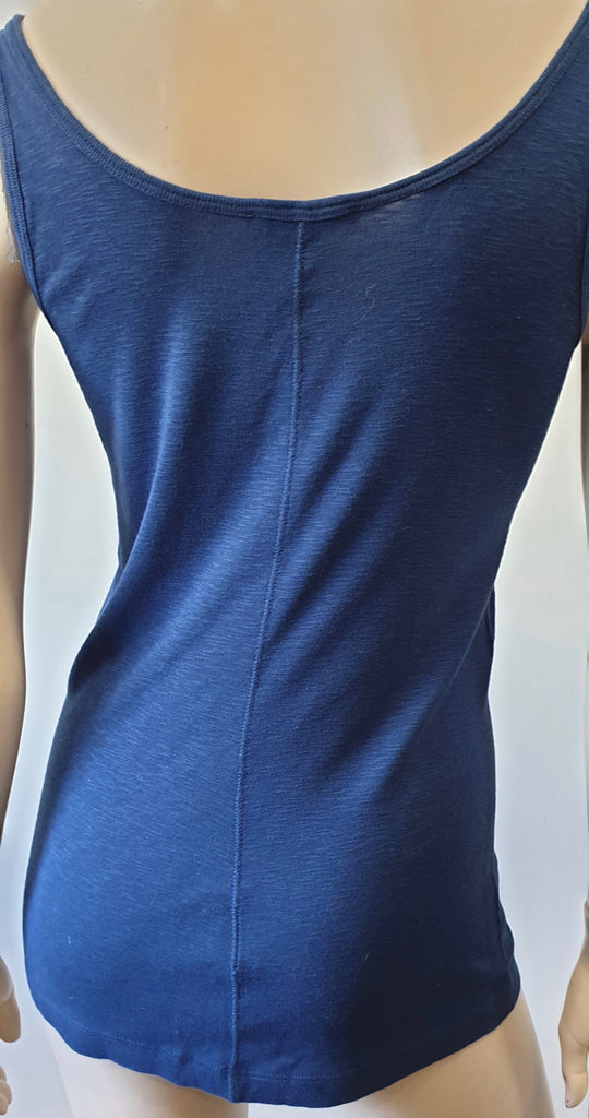 VINCE Blue Scoop Neckline Cotton Modal Sleeveless Vest Tank T-Shirt Tee Top M