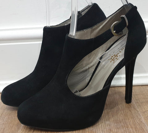 GIORGIO ARMANI Black Leather Patent Velvet Floral High Heel Court Shoes EU40 UK7