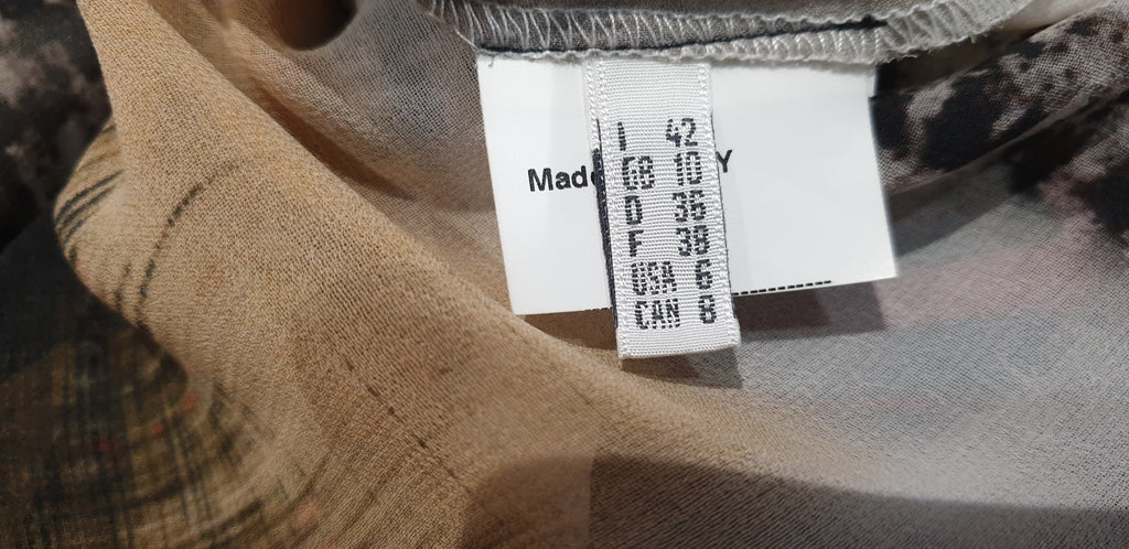 PINKO Multi Colour Abstract Print Sheer Crossover Long Sleeve Blouse Shirt Top