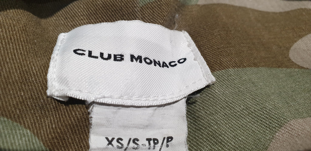 CLUB MONACO Green Brown White Cotton Sleeveless Camo Camouflage Gilet Jacket