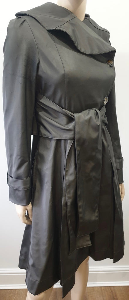 LA MACK LONDON Dark Grey Hooded Jewelled Fastened Belted Trench Coat Mac 10