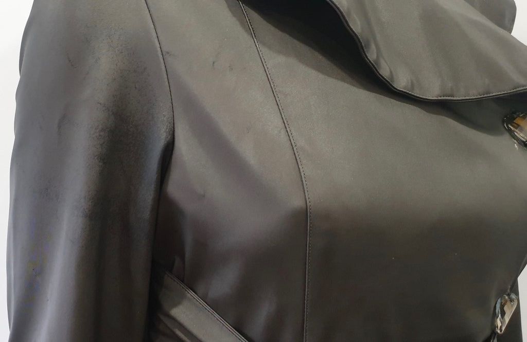 LA MACK LONDON Dark Grey Hooded Jewelled Fastened Belted Trench Coat Mac 10