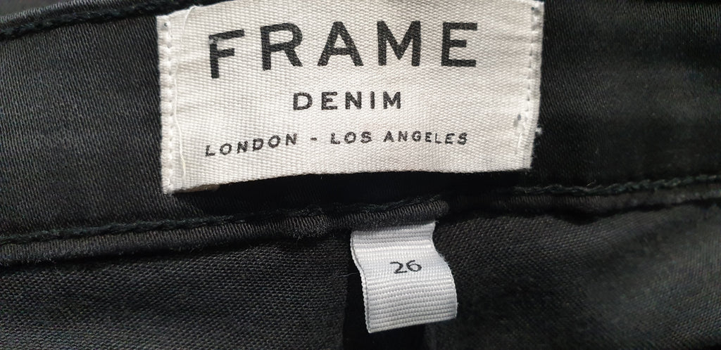 FRAME Charcoal Grey SKINNY BIKER Capri Faded Distressed Denim Jeans Pants 26