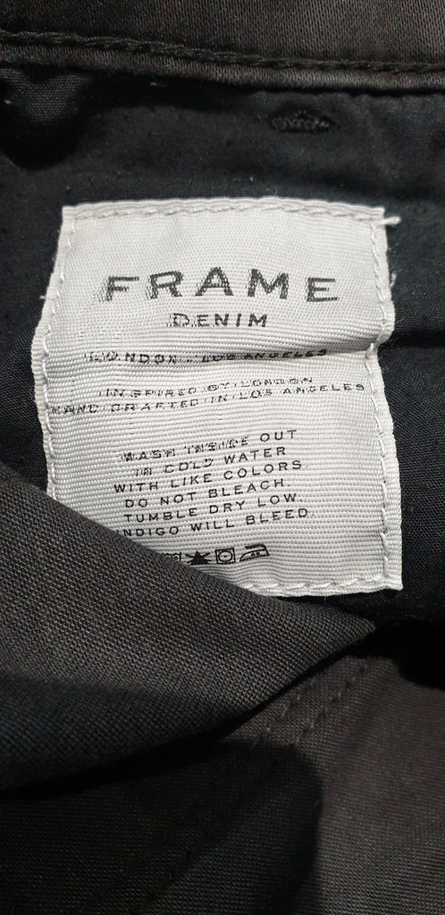 FRAME Charcoal Grey SKINNY BIKER Capri Faded Distressed Denim Jeans Pants 26