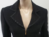 GUCCI Black Silk Blend Collared Gold Tone GG Zip Front Blazer Jacket Top I40 UK8