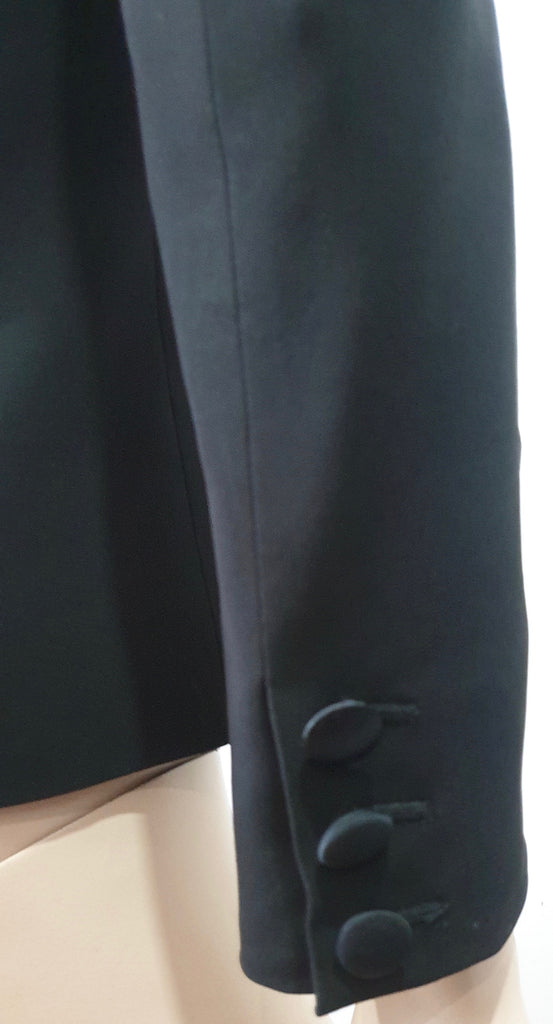 GUCCI Black Silk Blend Collared Gold Tone GG Zip Front Blazer Jacket Top I40 UK8